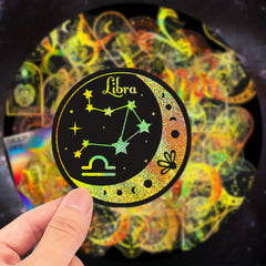 100pcs Zodiac Laser Stickers for DIY Water Bottles Laptops Phones