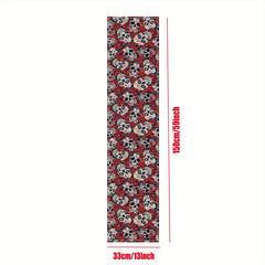 Boho Skull Rose Flower Table Runner Gothic Vintage Waterproof Stain Resistant