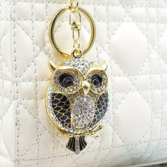 Owl Rhinestone Keychain Pendant Enamel Alloy Bag Ornament