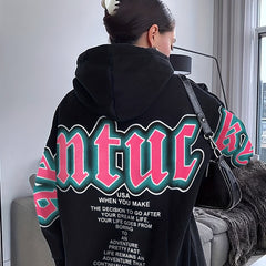 Letter Print Loose Hoodie Casual Long Sleeve Hoodies Sweatshirt