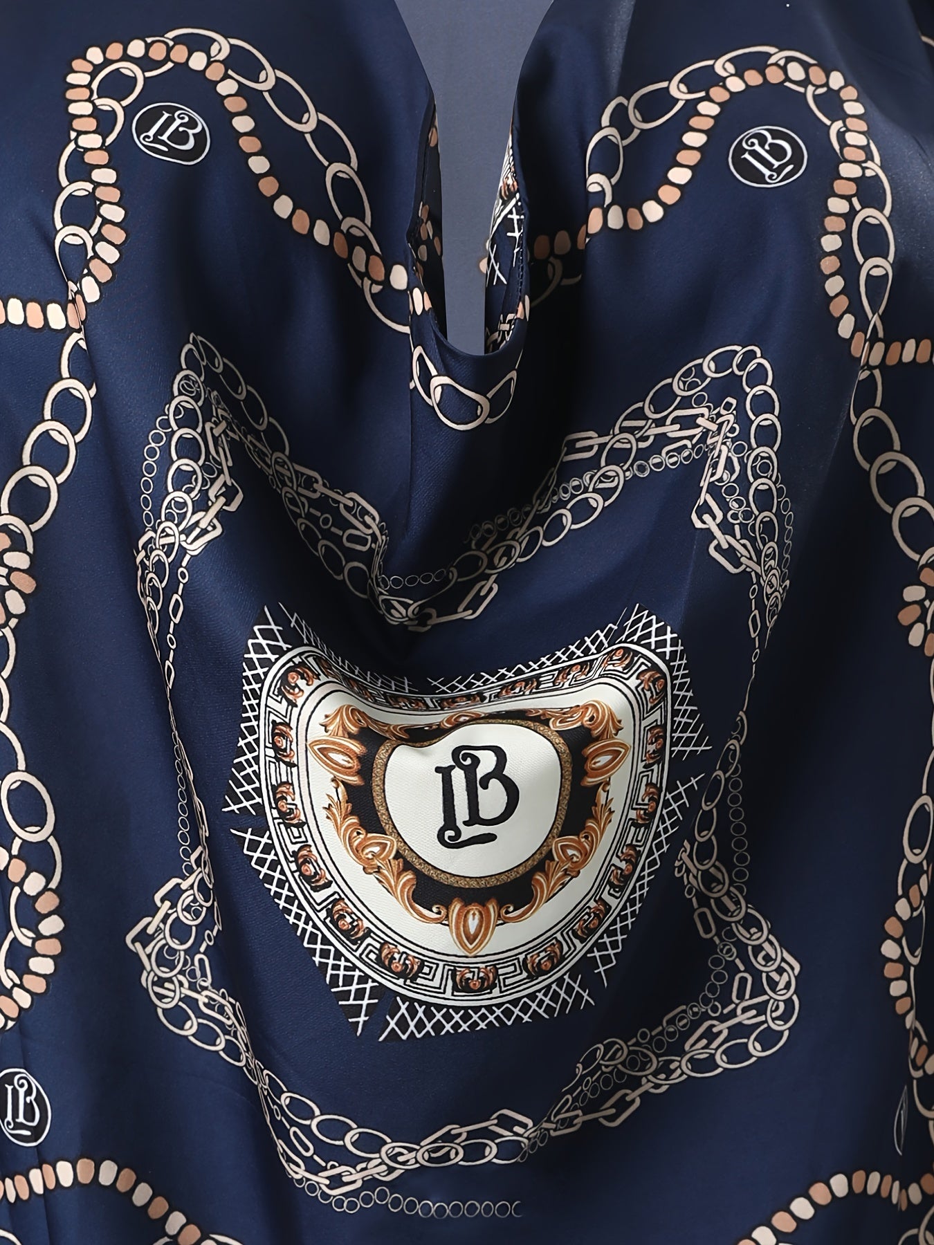 Geometric Print V Neck Long Sleeve Blouse Women's Casual Shirt