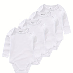 4Pcs Set Unisex Long Sleeve Baby Bodysuits Cotton Newborn Baby Clothes