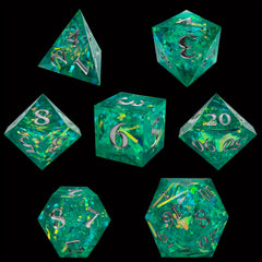 Resin Colorful Striped Dice Set Of 7 Sharp Dice Gaming Accessories