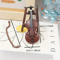 Wood Grain Violin Plastic Dollhouse Christmas Decor Santa Shooting Prop