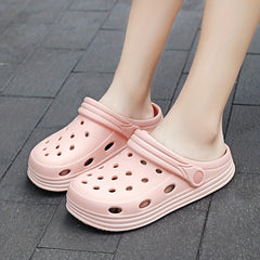 Women's Platform Clogs Casual Hollow Out Breathable Non Slip Slide Shoes