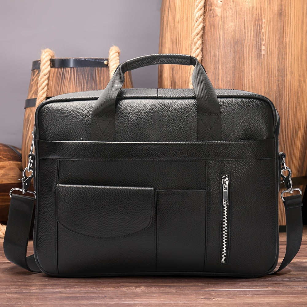Men's Leather Briefcase Shoulder Bag Classic Large Capacity Crossbody Bags
