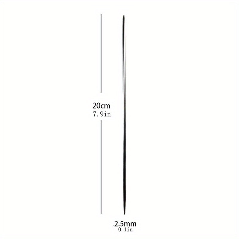 6pcs 7.87in Double-Ended Stainless Steel Knitting Needle Set