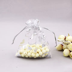 100pcs Heart-Shaped Organza Drawstring Pouch for Gifts, Candy, Jewelry