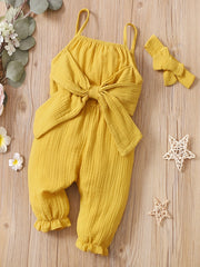 2pcs Baby Girls Sleeveless Romper & Headband Set