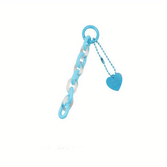 Colorful Heart & Chain Charm Keychain For Key Decoration Girls Women Gift