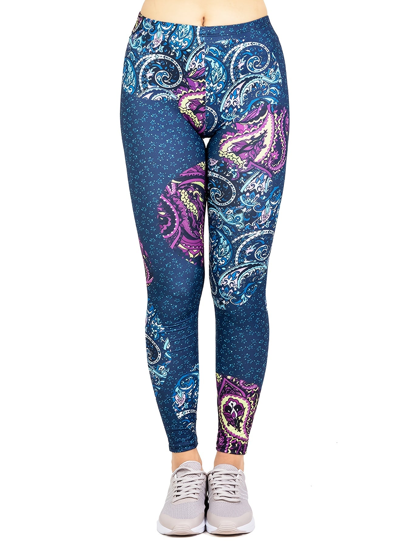 Colorful Cashews Print High Waist Leggings Women's Clothing