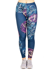 Colorful Cashews Print High Waist Leggings Women's Clothing