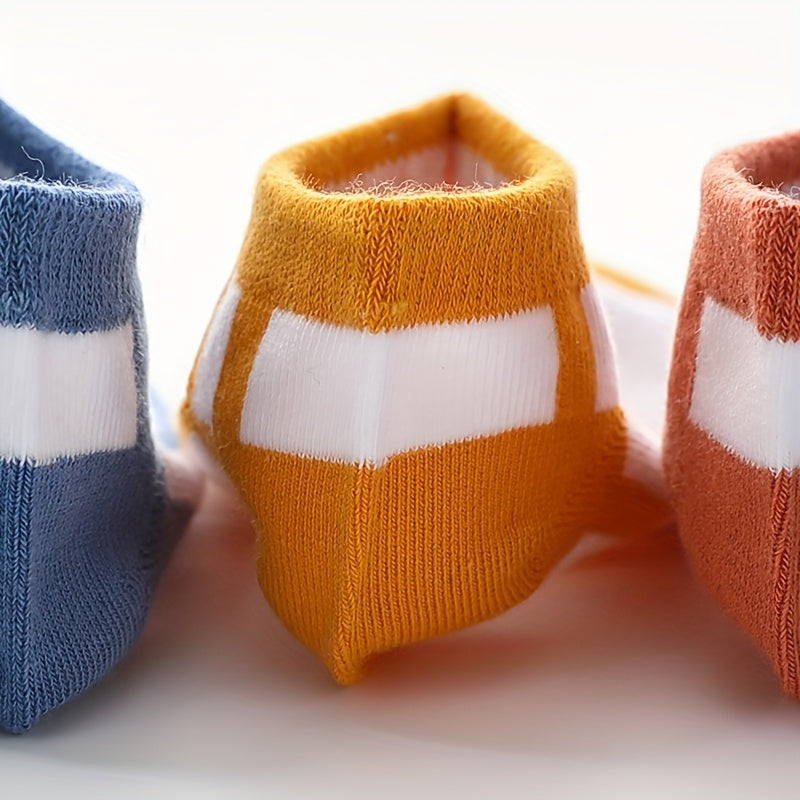 5 Pairs Kids Boys Cotton Letter Short Tube Boat Socks for Summer Spring
