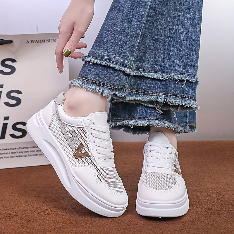 Women's Mesh Low Top Sneakers Comfortable Casual Flat Shoes