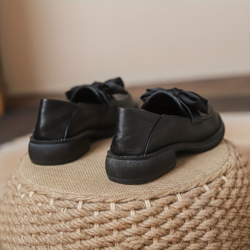Women's Chunky Loafers British Style Slip On Shoes Lightweight Solid Shoes