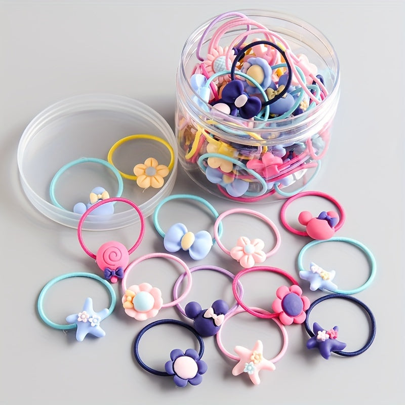 40pcs Kids Elastic Hair Rope Girls Headwear Hair Accessories