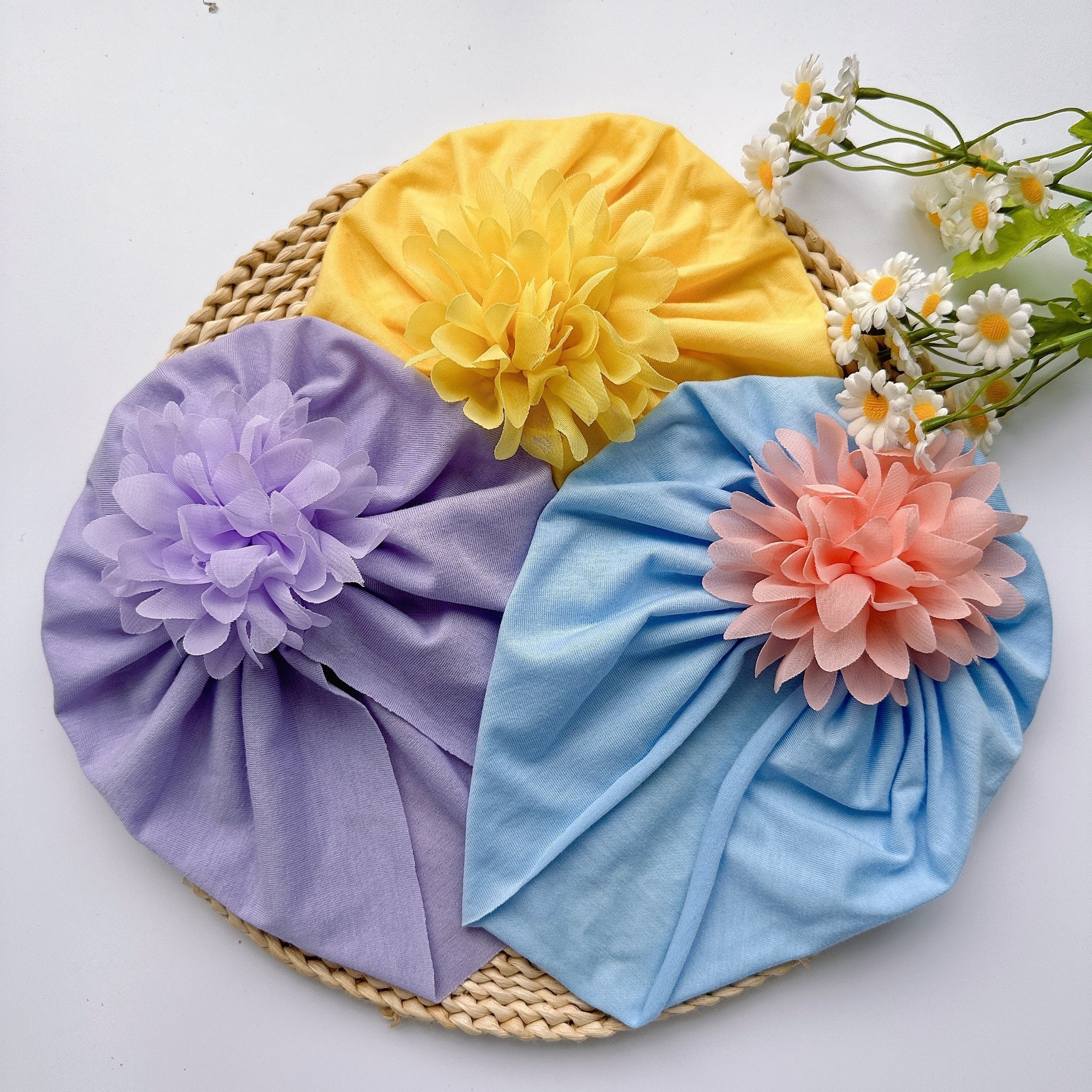 Soft Elastic Turban for Baby Girls Flower Headband