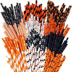25pcs Halloween Paper Straw Cup Decoration