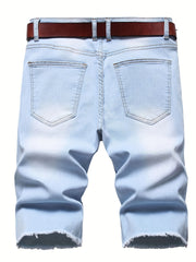 Floral Embroidery Denim Shorts Men's Casual Street Style