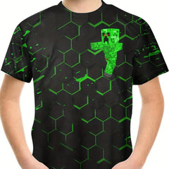 Kids Tee Shirt Optical Illusion 3D Print Short Sleeve Top