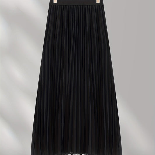 Scallop Trim Waist Pleated Skirt Casual Skirt for Spring & Summer