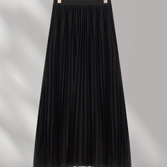 Scallop Trim Waist Pleated Skirt Casual Skirt for Spring & Summer