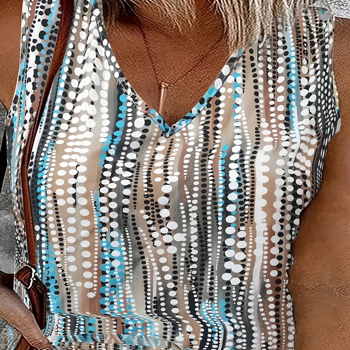 Tank Top Women's Colorblock Dot Print V Neck Vest