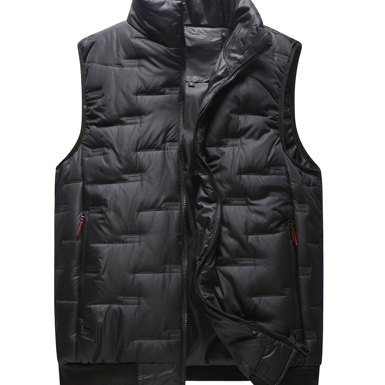 Men's Casual Zipper Pockets Stand Collar Zip Up Vest