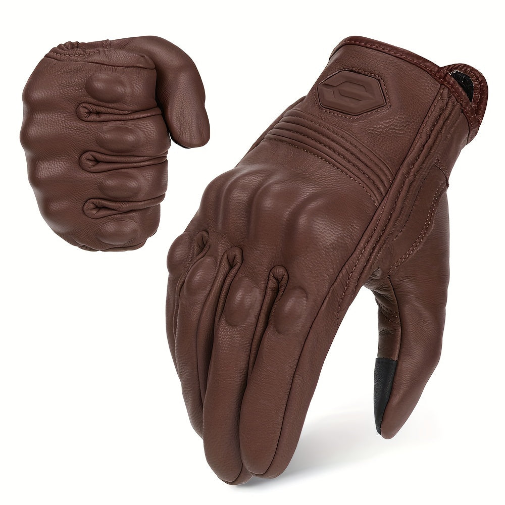Knuckle Protection PU Leather Motorcycle Gloves