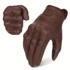 Knuckle Protection PU Leather Motorcycle Gloves