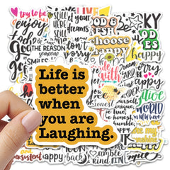 Inspirational English Stickers Classic Text Waterproof Stickers