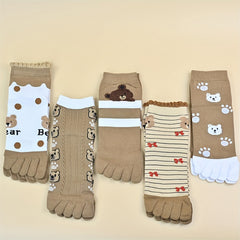 10 Pairs Cute Bear Print Socks for Women