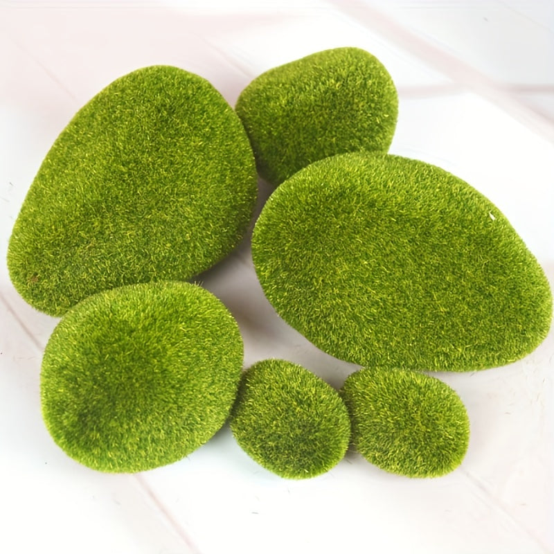 6pcs False Moss Green Stone Bonsai Decoration