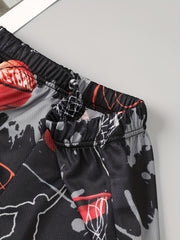 Basketball Print Boys Comfortable Creative Shorts