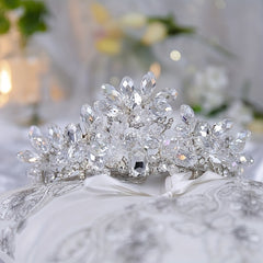Crystal Crown Headband Earrings Set Wedding Jewelry Bride
