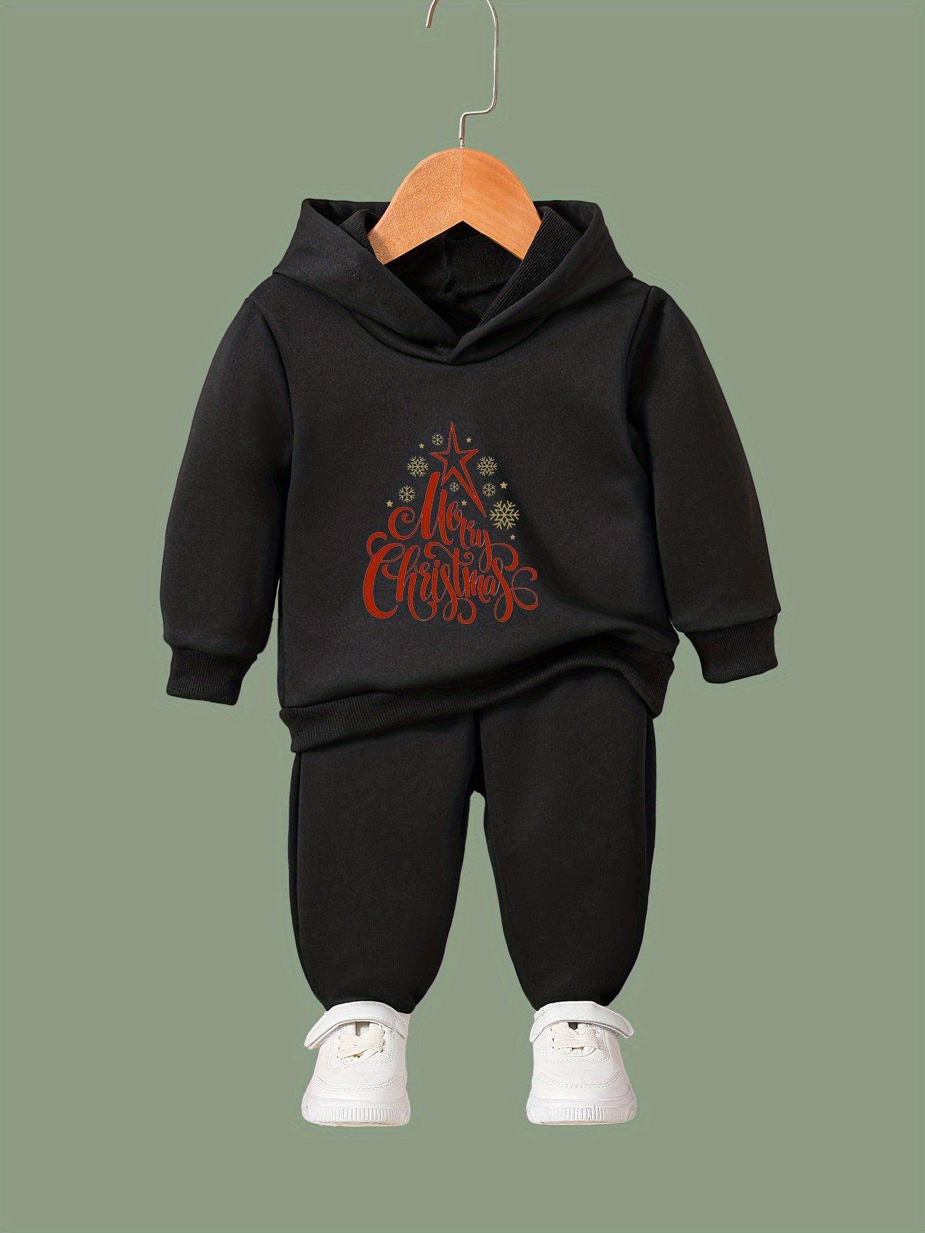 Girls 2pc Christmas Letter Hoodie Sweatshirt & Sweatpants Set