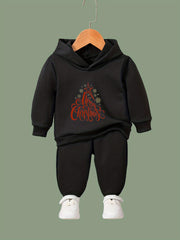Girls 2pc Christmas Letter Hoodie Sweatshirt & Sweatpants Set