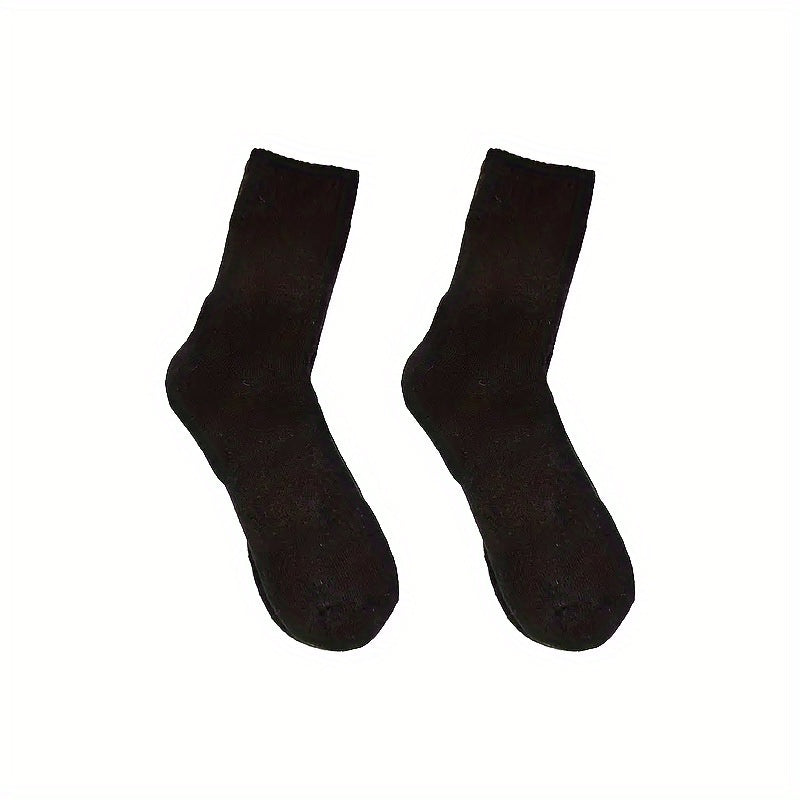 Thick Cotton Wool Mid-calf Socks with Wool Loops for Warmth