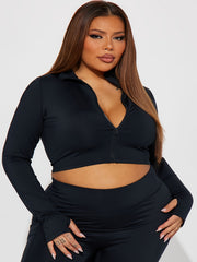 Long Sleeve Yoga Jacket High Stretch Fitness Crop Jacket Women's Activewear