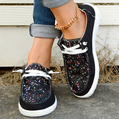 Sequins Decor Boat Shoes Lace Up Lightweight Walking Shoes