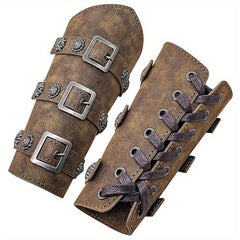 Medieval Knight & Pirate Arm Bracers Adjustable Faux Leather Armor