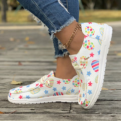 Colorful Pattern Flat Skate Shoes Lightweight Canvas Sneakers