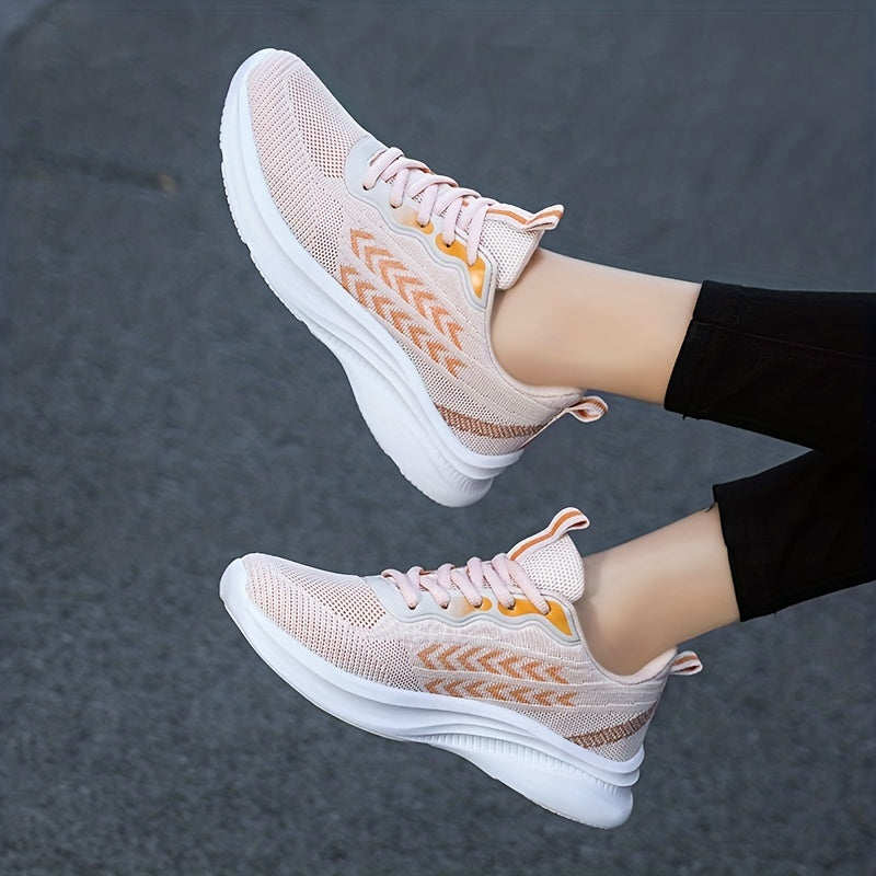 Women's Arrow Pattern Running Shoes Flying Woven Gym Lace Up Outdoor Sneakers