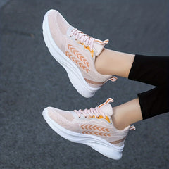 Women's Arrow Pattern Running Shoes Flying Woven Gym Lace Up Outdoor Sneakers