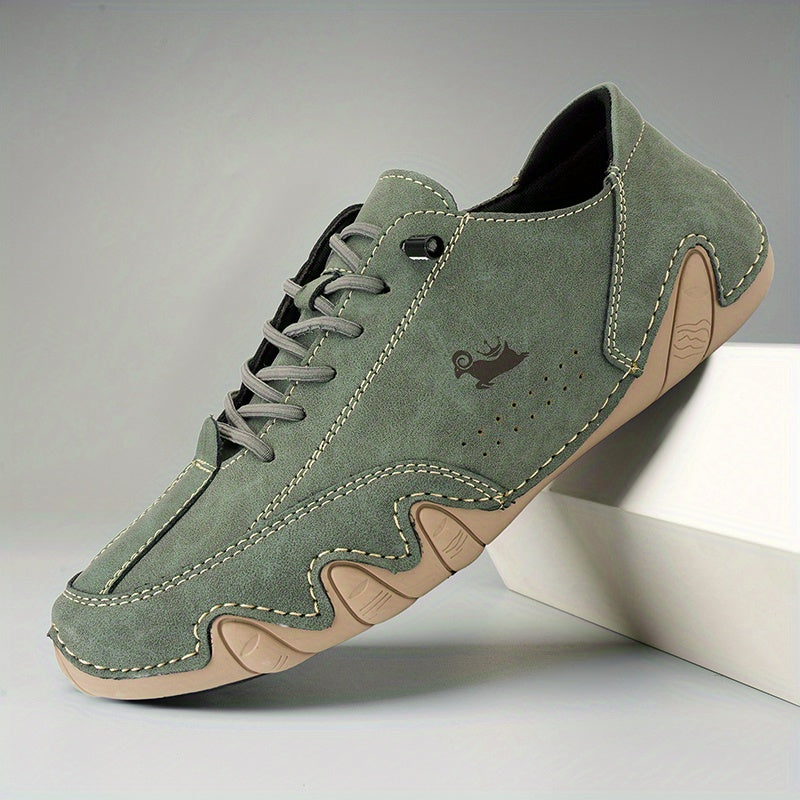 Men's Superfine Fiber Leather Lace-up Sneakers