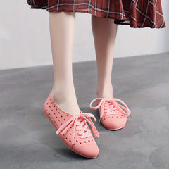 Women's Star & Heart Hollow Out Casual Lace Up Flat Shoes