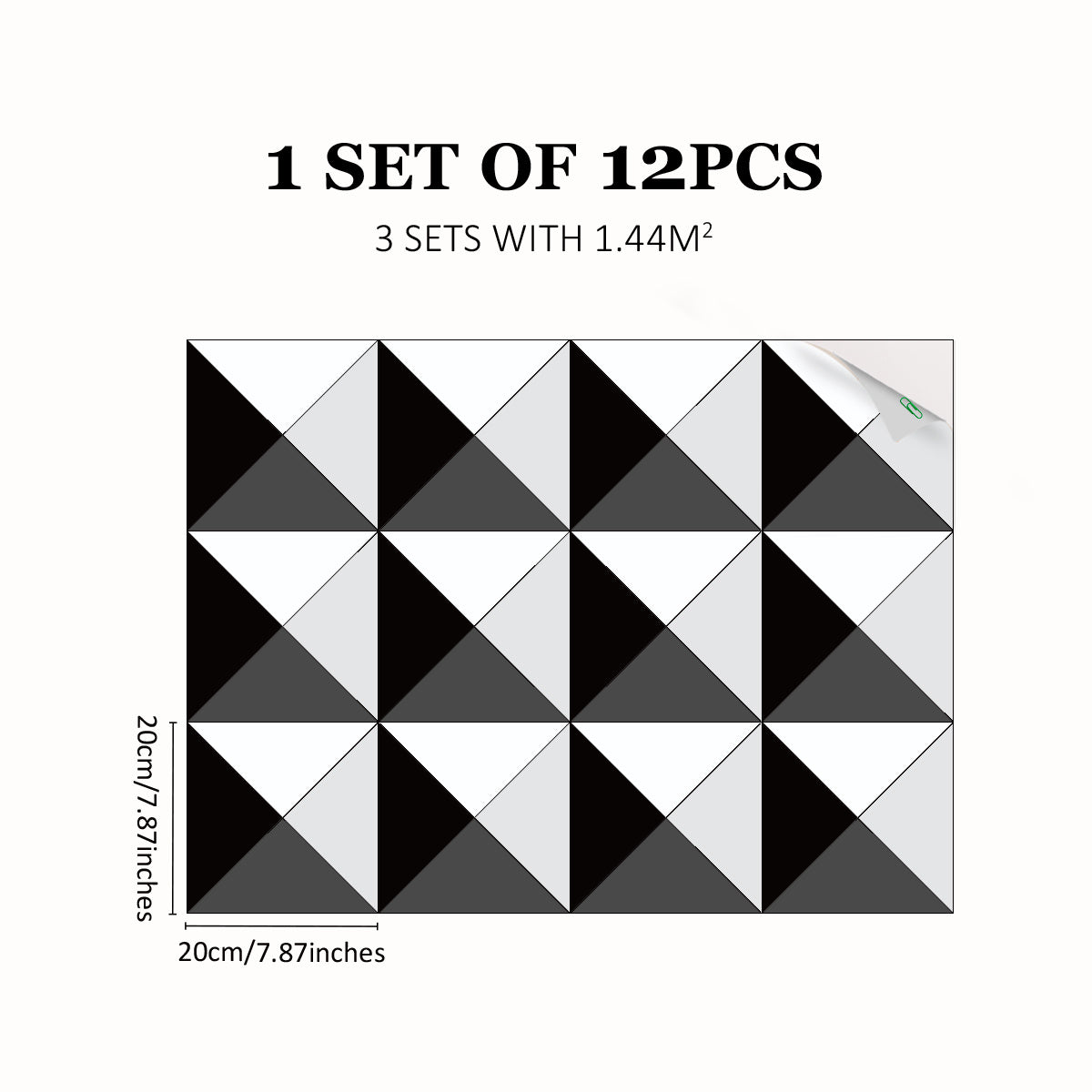 12pcs Gray Geometric Pattern Floor Stickers Waterproof Non-slip Home Decoration