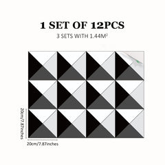 12pcs Gray Geometric Pattern Floor Stickers Waterproof Non-slip Home Decoration
