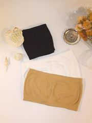 3pcs Strapless Bandeau Bras Comfy & Soft Stretch Everyday Bra