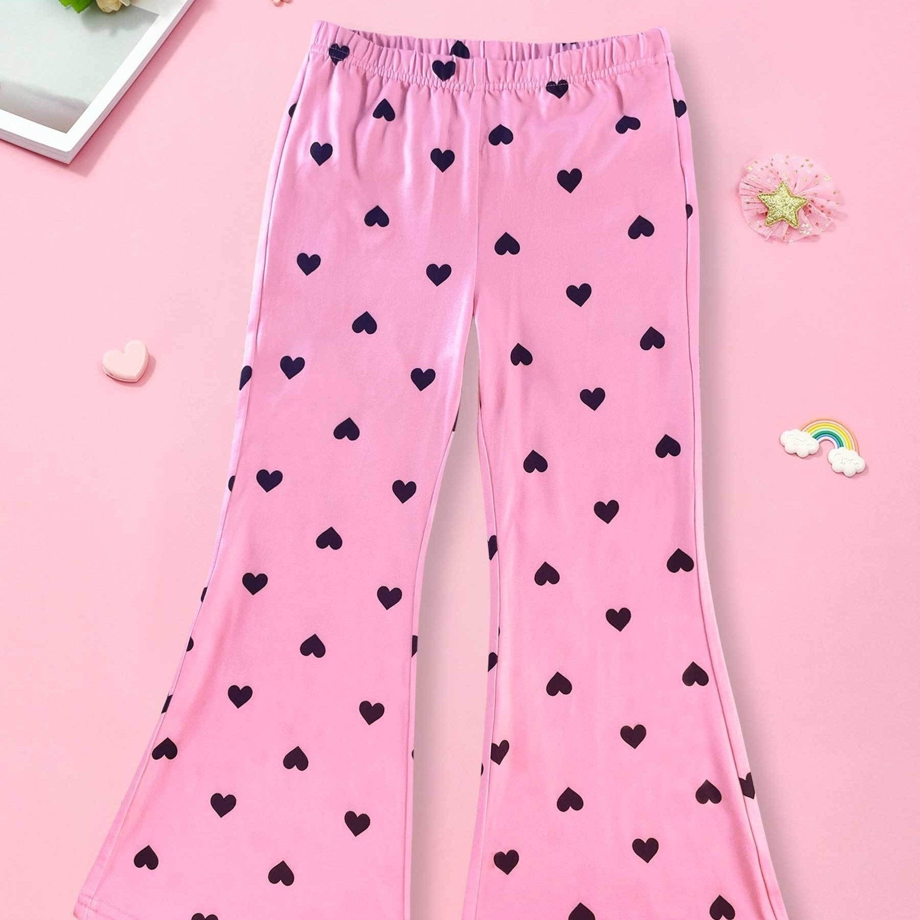 Toddler Girls Heart Graphic Flare Leg Pants